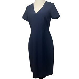 J.Crew Navy Wool V-Neck Sheath Dress | Size 8 | Office Siren Workwear Career